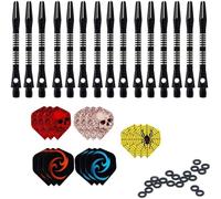 HERZONE 15 pezzi in metallo per freccette in alluminio (Black-D)