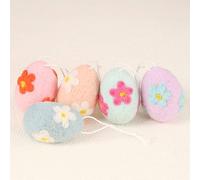 HERZONE Ciondolo a forma di uova di Pasqua in feltro, 6 x 4 cm, 5 pezzi, decorazione pasquale da appendere, decorazione pasquale, primavera, Pasqua, primavera (multicolore e grandi uova B)