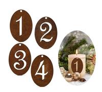 HERZONE Numeri dell'Avvento, in metallo, 1-4, corona dell'Avvento, numeri in legno, 1, 2, 3, 4, per candele, candelabri, decorazioni natalizie, decorazioni per l'Avvento (ellisse)