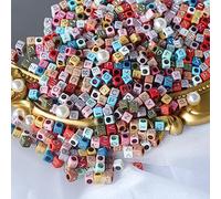 HERZWILD 1000pz Acrilico Lettera Perline Colorate Acrilico Perle Lettere 6x6 mm per Braccialetti Collane Creazione di Gioielli Fai da Te (C silver)