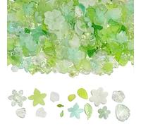 HERZWILD 150 g, ciondolo a forma di foglia trasparente, in acrilico trasparente, per gioielli, bracciali, collane, orecchini, plastica (verde bianco)