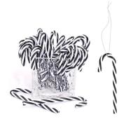 HERZWILD 32 bastoncini di zucchero decorativi per albero di Natale, da appendere, colore nero, decorazione natalizia da appendere all'albero di Natale (bianco e nero, 12 cm)