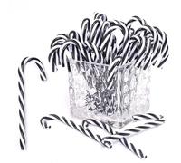 HERZWILD 32 decorazioni natalizie a forma di bastoncino di zucchero, in plastica, a forma di stampella, decorazioni per albero di Natale, decorazioni per interni ed esterni (12cm senza fori, nero)