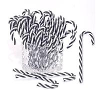 HERZWILD 32 ornamenti natalizi da appendere, in plastica, a forma di bastoncino di zucchero, decorazioni per albero di Natale, decorazioni per interni ed esterni (senza fori nero,15cm)