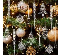 HERZWILD - 40 ciondoli per albero di Natale a forma di ghiaccioli, fiocchi di neve, albero di Natale e gocce (4 tipi)