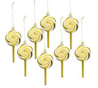 HERZWILD 8 decorazioni per albero di Natale, bastoncini di zucchero, lecca-lecca-lecca oro, ciondolo per albero di Natale, decorazione