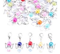 HERZWILD Angelo custode fai da te Set portachiavi angelo perla ciondolo angelo per fai da te gioielli di nozze collana artigianale (AB), Metallo