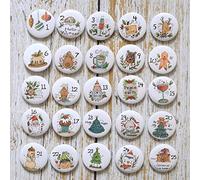 HERZWILD - Calendario dell'Avvento con numeri a spilla, per calendario natalizio e il fai da te Sacchetto di iuta (vintage).