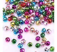 HERZWILD Campanelle metallo 200pz Piccole Campanelle Colorati Decorazioni Campanellini per Decorazioni Natalizie Fai-da-Te Ghirlande Collari per Decorazione di Festa（10mm）