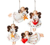 HERZWILD Ciondolo a forma di albero di Natale (angelo bianco, 4 pezzi)