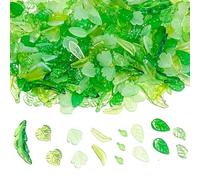 HERZWILD Ciondolo a forma di foglia trasparente in acrilico trasparente con ciondoli verdi, tappi di perle, motivo floreale, per gioielli fai da te, bracciali, collane, orecchini, plastica, MITTLE