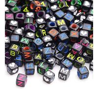 HERZWILD Perline Lettere 1000pcs Perline Acrilico Alfabeto Colorato Perline Lettera Quadrata Perline Da A Z,Cubo Perline Kit Perline Per Bracciale Collana Artigianato Per Ragazze