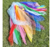 HERZWILD Sciarpe sensoriali da 24 pezzi, sciarpa magica di giocoleria, sciarpa quadrata multicolore da giocoleria prestazioni accessori bambini danza tessuto simile alla seta sciarpa quadrata, 60 x 60