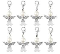 HERZWILD Set di 30 portachiavi con angelo custode fai da te, ciondolo a forma di angelo bianco, per matrimoni, feste di compleanno, gioielli, collane e artigianato, Metallo Acrilico