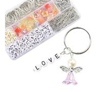 HERZWILD Set di 50 angeli custodi fai da te con ciondolo a forma di angelo custode, per fai da te, matrimonio, collana fai da te (nero)