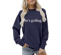 He's Golfing Felpe da donna UK Plus Size Pullover nero Trendy Casual Manica Lunga Top Girocollo Camicie, Marina Militare, XXL