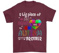 Hes My Brother Autism Asd T-Shirt 100% Cotone