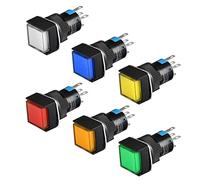 Heschen 16 mm quadrato interruttore a pulsante momentaneo 1NO 1NC rosso blu giallo bianco verde arancione 220V LED lampada