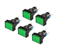 Heschen 16 mm rettangolo interruttore a pulsante momentaneo 1NO 1NC 5Pin 12V LED lampada 5 Pack (verde)