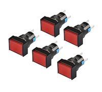 Heschen 16 mm rettangolo interruttore a pulsante momentaneo 1NO 1NC 5Pin 24V LED lampada 5 Pack (rosso)