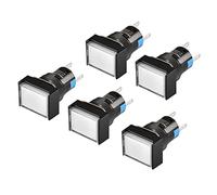 Heschen 16mm Rettangolo Interruttore a pulsante, 1NO 1NC, 5 pin, tipo momentaneo, bianco, 12V LED Lampada
