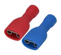 Heschen Connettori rapidi femmina in vinile completamente isolati 6.3 x 0.8 mm, rosso per 0.5-1.5 mm² (22-16 AWG), blu per 1.5-2.5 mm² (16-14 AWG), confezione da 100 pz
