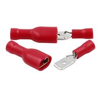 Heschen Connettori rapidi maschio/femmina in vinile completamente isolati, FDFD+MDD1,25-250, terminale per cavo da 6,3 x 0,8mm, per 0,5-1,5mm² (22-16 AWG), rosso, confezione da 100 pezzi