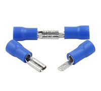 Heschen Disconnetti rapidi maschio/femmina isolati in vinile, FDD+MDD2-110, terminale per cavi da 2,8 x 0,5mm, per 1,5-2,5mm² (16-14 AWG), blu, confezione da 100
