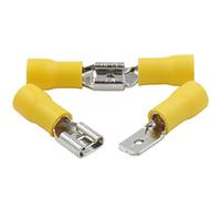 Heschen Disconnetti rapidi maschio/femmina isolati in vinile, FDD-MDD5.5-250, terminale per cavi da 6,3 x 0,8 mm, per 4-6 mm² (12-10 AWG), giallo, confezione da 100