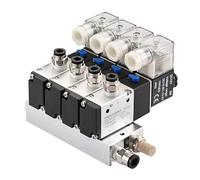 Heschen Elettrico pneumatico 4 elettrovalvola, 3V210-08, DC12V, PT1/4, 3/2 vie, Collettore Base Silenziatore Rapidi Raccordi Set