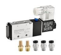 Heschen Elettrovalvola a solenoide pneumatica elettrica 4V210-06 24VDC PT1/8 5 modo 2 posizione singola bobina CE elettrico pilotato con raccordi e silenziatore