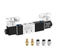 Heschen Elettrovalvola a solenoide pneumatica elettrica elettrica 4V230C-08 | regolatore direzionale del flusso d'aria, blocco collettore centrale chiuso, giunti in ottone e silenziatori inclusi per