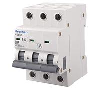 Heschen HSB6C, interruttore miniaturizzato 20Amp corrente, 3 poli, tipo B, capacità di rottura 6kA, montaggio su guida DIN