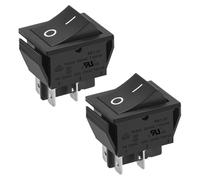 Heschen, interruttore a bilanciere, acceso/spento, DPDT, 4 terminali, 16 A, 250 V CA. Colore: nero. 2 pezzi