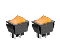 Heschen - Interruttore a bilanciere, acceso/spento, DPST, 4 terminali con luce verde, 16 A, 250 V CA, confezione da 2 pezzi