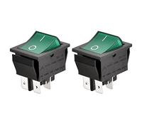 Heschen - Interruttore a bilanciere, acceso/spento, DPST, 4 terminali con luce verde, 16 A, 250 V CA. Nr.2 pezzi.