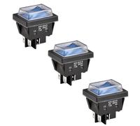 Heschen Interruttore a bilanciere ad alta corrente, 30A 250VAC, ON-OFF a 2 posizioni, DPST, 4 terminali, T125, con coperchio impermeabile (3, Blu)