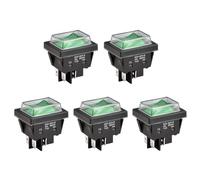 Heschen Interruttore a bilanciere ad alta corrente, 30A 250VAC, ON-OFF a 2 posizioni, DPST, 4 terminali, T125, con coperchio impermeabile (5, Verde)