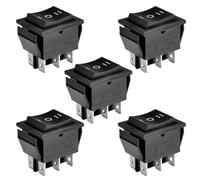 Heschen Interruttore a bilanciere, ON-OFF-ON, DPDT, 6 terminali, 16A 250VAC, colore nero, 5 pezzi