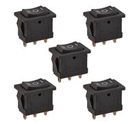 Heschen Interruttore a Bilanciere Rettangolare Nero, ON-OFF-ON, SPDT, 3 Posizioni, 3 Terminali, AC250V/6A, AC125V/10A, per Auto Barca Elettrodomestici, 5 Pezzi