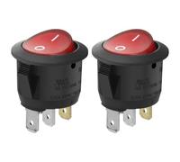 Heschen - Interruttore a bilanciere rotondo ON/OFF SPST 3 terminali a luce rossa, 10 A, 250 VAC, confezione da 2