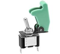 Heschen Interruttore a levetta in metallo a scatto, 12V 20A, SPST, ON/OFF 2 posizioni, 2 pin, con tappo impermeabile (Tappo Verde)