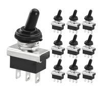 Heschen, Interruttore A Levetta In Metallo A Scatto Da, KN3D-102, 12V 25A, SPDT, On/Off, 2 Posizioni 3 Pin, Per Automobili, Con Cappuccio Impermeabile (10)