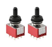 Heschen Interruttore a levetta in miniatura MTS-303 ON-OFF-ON 3PDT 9 pin, 2A 250V, 6A 125V, con copertura impermeabile, confezione da 2