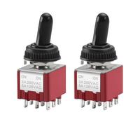 Heschen Interruttore a levetta miniaturizzato, MTS-302, ON-ON 3PDT 9 pin, 2A 250V, 6A 125V, con coperchio impermeabile, confezione da 2