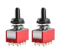 Heschen Interruttore a levetta miniaturizzato, MTS-403, ON-OFF-ON, 4PDT, 12 pin, 2 A, 250 V, 6 A, 125 V, con copertura impermeabile, confezione da 2