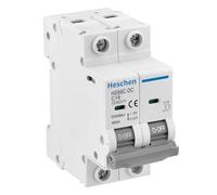Heschen Interruttore automatico in miniatura CC, HSB6C-DC, 2 poli, DC500V 16A, interruttore fotovoltaico, per sistema solare fotovoltaico pannelli solari a griglia, montaggio su guida DIN da 35 mm