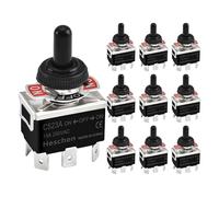 Heschen Interruttore di metallo a levetta, C523A, DPDT, mantenuto, ON/OFF/ON, 3 posizioni, 15A 250VAC, 6 terminali a linguetta, CE, con copertura impermeabile (10)