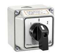 Heschen Interruttore selettore universale rotativo, SZW26-20/D202.2D, con scatola esterna e interruttore generale, ad inserimento, LW28-20/4, 660V 20A, 3 posizioni on-off-on, 8 terminali bifase, CE