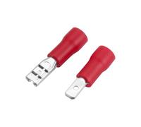 Heschen Maschio/Femmina a scollegamento rapido Isolamento in vinile, FDD+MDD1.25-110, Terminale cavo 2,8 x 0,5 mm, per 0,5-1,5 mm² (22-16 AWG), Rosso, Confezione da 100